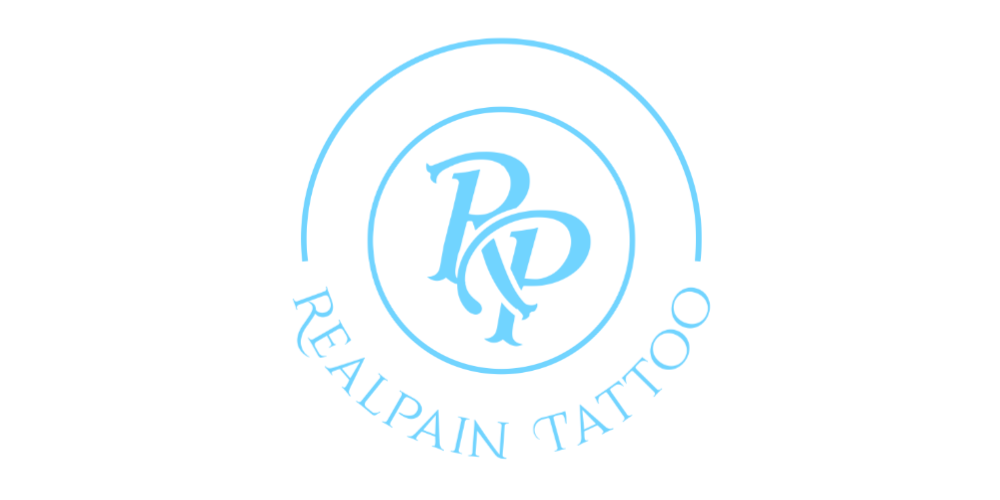 Realpain Tattoo Logo - Blau mit Initialen